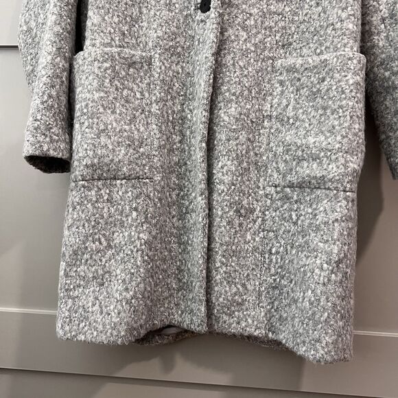 ZAC Posen Bouclé Wool Blend Coat Women Gray Size 10 Longline Textured Jacket - Picture 5 of 16